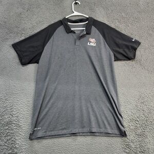 LSU Tigers Shirt Mens Large Gray NCAA Golf Nike Golf Dri Fit Polo Short Sleeve